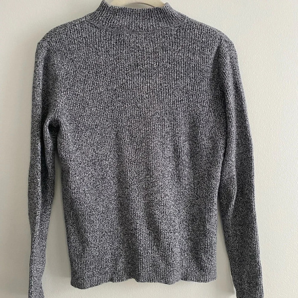 100% Cotton Karen Scott Salt & Pepper Mockneck Sweater Size XS Petite - Picture 3 of 3